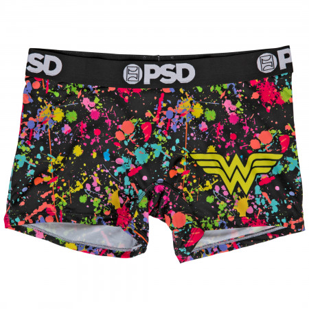 DC Wonder Woman Symbol Paint Splatter Microfiber Boy Shorts Underwear